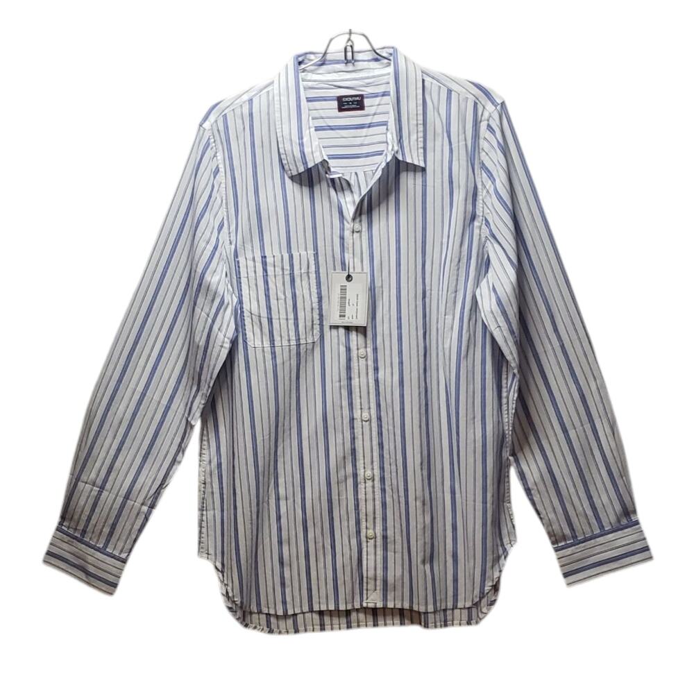 UNTUCKit Shirt Womens 14 Blue Striped Button Down Cotton Blouse Officecore
